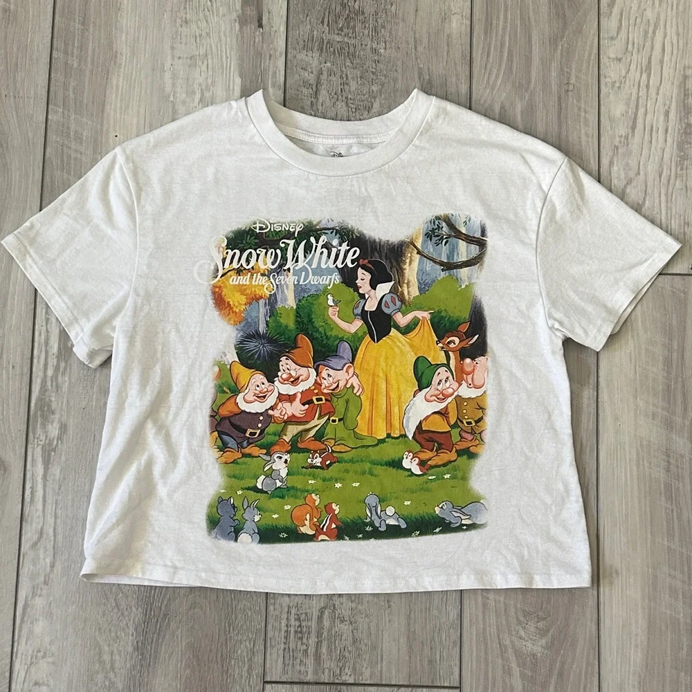 Disney Snow White and the Seven Dwarfs Kids White Cropped Tee